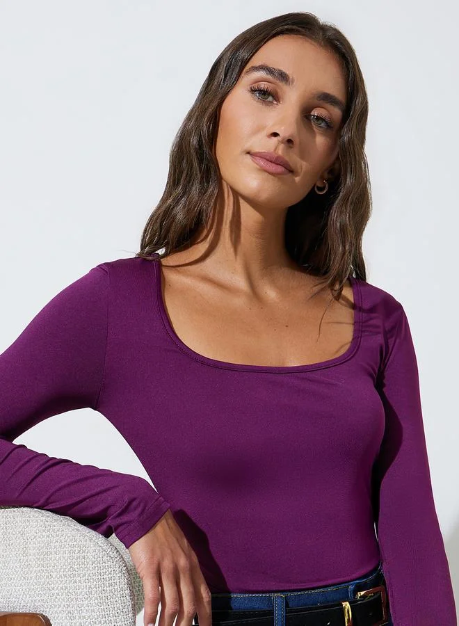 ستايلي Pack of 2 - Square Neck Long Sleeve Knit Top