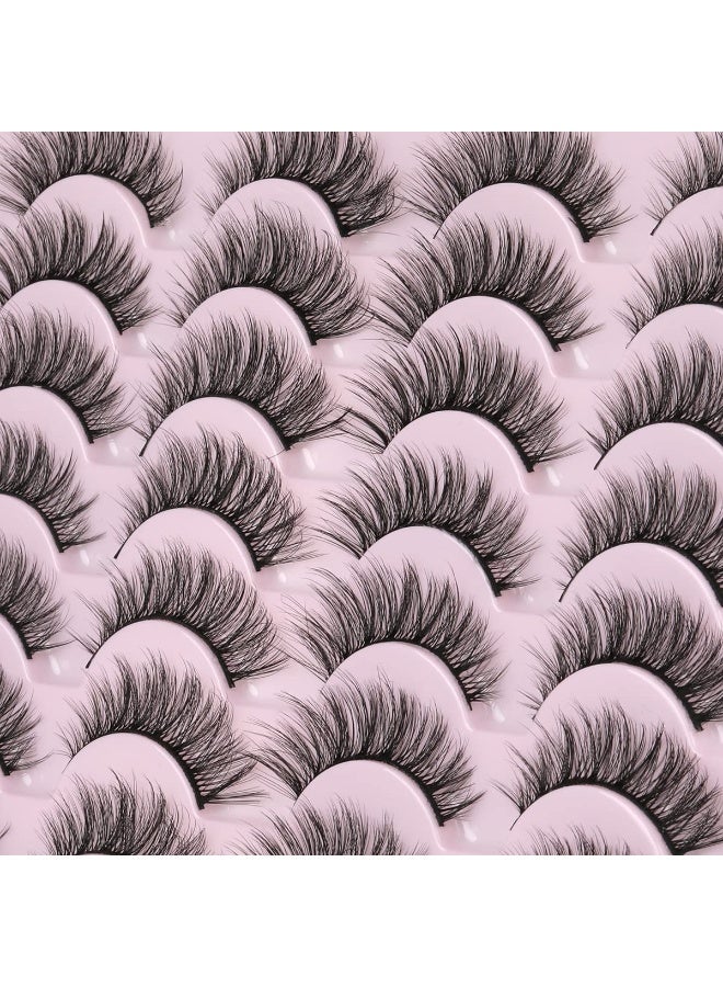 Joudi False Eyelashes 15mm Faux 3D Mink Lashes Natural Look Cat Eye Wispy Lashes Pack, 14 Pairs - Image 5