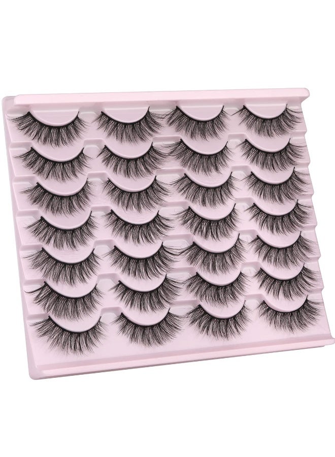 Joudi False Eyelashes 15mm Faux 3D Mink Lashes Natural Look Cat Eye Wispy Lashes Pack, 14 Pairs - Image 3