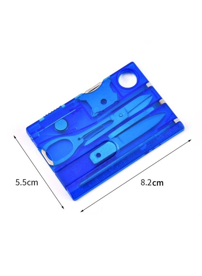 12 In 1 Pocket Credit Card Multitool EDC, Ruler, Screwdriver, LED, Magnifier, Knife, Pen, Toothpick, Tweezers (Blue) - Image 4