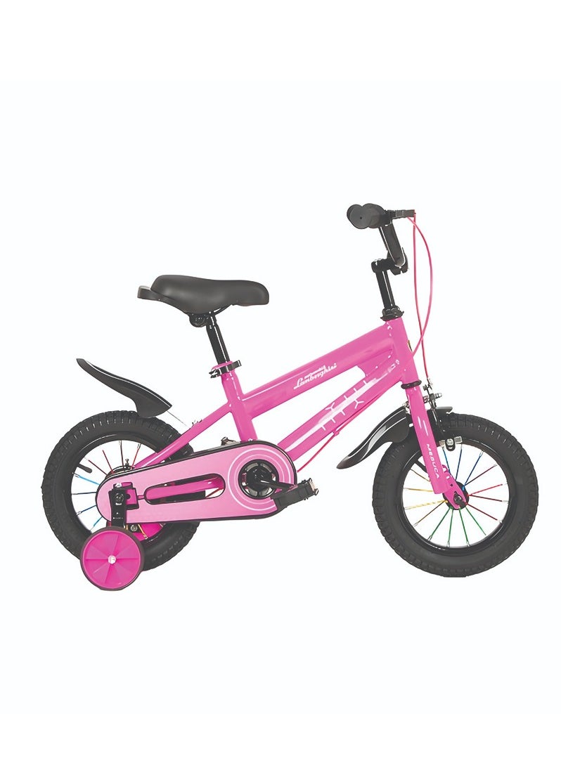 LAMBORGHINI Lamborghini Bicycle for Children, 12-inch Wheels Non-Slip Handle Design,and Adjustable Seat,High-Carbon Steel Material Stable Structure,Universal Riding Bike for Boys and Girls - Pink color  - Image 3