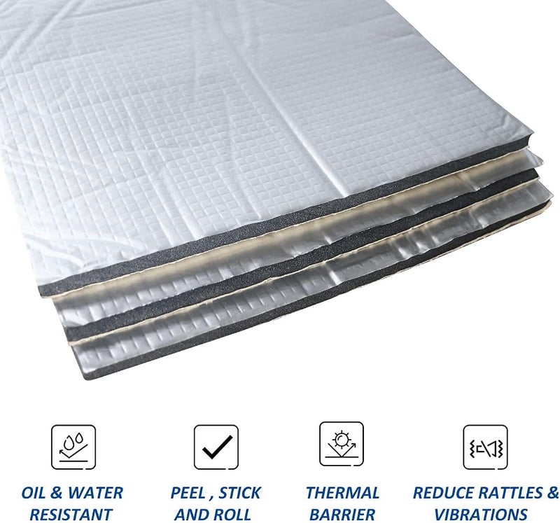 KASTWAVE Car Heat Sound Deadening Insulation Mat, 394 Mil 10.75 Sqft Auto Audio Deadener Foam, Car Sound Deadening Material Mat, Sound Dampening and Heat Insulation for Truck, Vehicle - Image 3