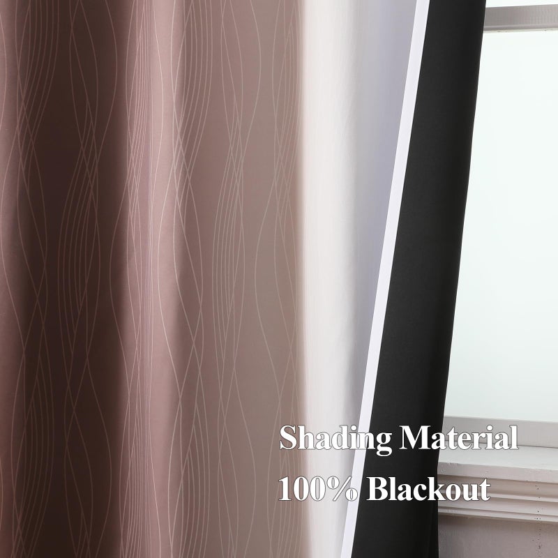 Estelar Textiler Brown and Greyish White Gradient Blackout Curtains for Living Room  Thermal Insulated Ombre Rod Pocket Drapes  Full Light Blocking Energy Saving Curtains for Bedroom  52Wx96L 2 Panels - Image 5