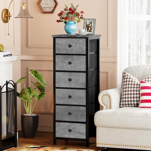 VASICAR Tall Dresser with 6 Drawers, Gray Storage Drawer Units, Storage Tower Units, Fabric Dresser Nightstand for Bedroom, Hallway, Entryway, Closets, Dorm - Image 2