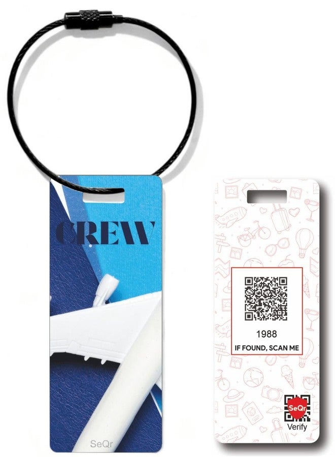 SeQR Smart QR Code Crew Bag Tag ? Lost & Found Metal ID Tag for Flight Crew, Pilot, Cabin Crew & Airline Staff ? Waterproof Aviation Luggage Tag with Wire Cable ? Scan & Contact Travel Accessory - Image 1