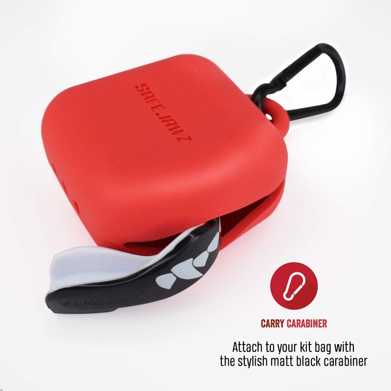 SAFEJAWZ Premium Mouthguard Case with Carabiner Clip. Unique Durable and Flexible Silicone Design to Keep Mouth Guard Protected/Clean. Red, One Size - Image 5