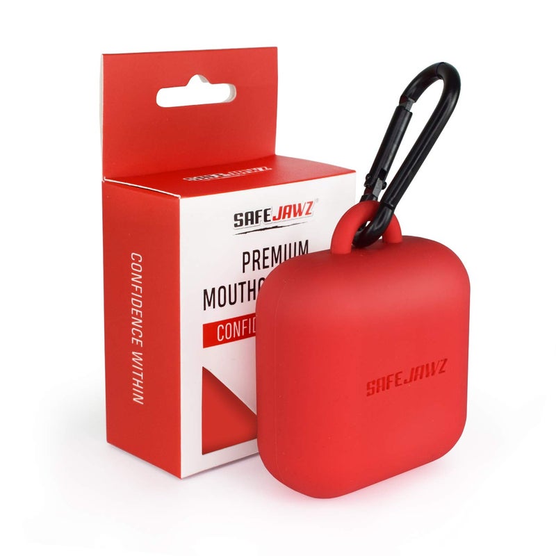 SAFEJAWZ Premium Mouthguard Case with Carabiner Clip. Unique Durable and Flexible Silicone Design to Keep Mouth Guard Protected/Clean. Red, One Size - Image 1