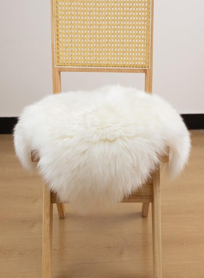 LLB Sheepskin Chair Cushion Non-Slip Back Square Genuine Fur Chair Cover Silky Natural Wool Seat Cushion Pad Soft Area Rugs Carpet for Home Office Restaurant Chair 18x18 Inch (Pack of 1), Ivory White - Image 3