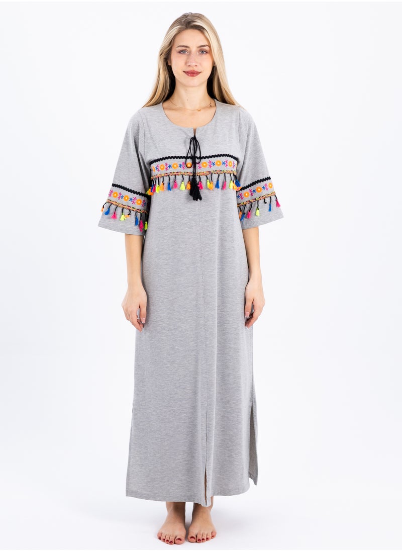 zecotex  Summer Maxi Abaya | Long Nightgown | Elegant Cotton Maxi Dress | Lightweight Fabrics for Maximum Comfort | Women's Home wear  - Image 1