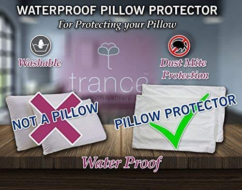 Trance Ultra Soft Terry Waterproof Pillow Protector Cover with Zippered Closure Dust Mite Bed Bug Protection Oil and Water Spill Protection Covers Standard 18 x 28 inch Teal Pack of 2 - Image 5