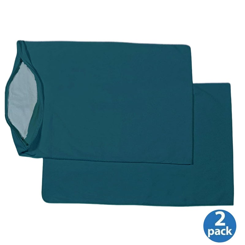 Trance Ultra Soft Terry Waterproof Pillow Protector Cover with Zippered Closure Dust Mite Bed Bug Protection Oil and Water Spill Protection Covers Standard 18 x 28 inch Teal Pack of 2 - Image 3