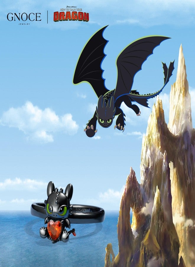 GNOCE HTTYD How to Train Your Dragon Toothless Embraces Heart Ring for Women,S925 Sterling Silver Ring for Her Wife, Valentine‘s Day, Mother’s Day, Jewelry, Size 5-9 (8) - Image 3