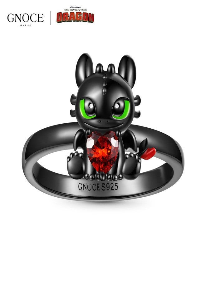 GNOCE HTTYD How to Train Your Dragon Toothless Embraces Heart Ring for Women,S925 Sterling Silver Ring for Her Wife, Valentine‘s Day, Mother’s Day, Jewelry, Size 5-9 (8) - Image 4