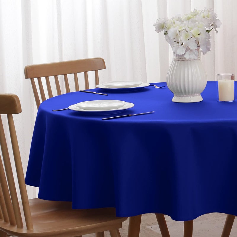 Softalker Round Tablecloth, Waterproof & Stain Resistant Table Cloth Wrinkle Free Fabric Washable 210Gsm Polyester Table Cover For Dining/Party/Outdoor - 60 Inch,Royal Blue - Image 5
