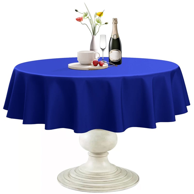 Softalker Round Tablecloth, Waterproof & Stain Resistant Table Cloth Wrinkle Free Fabric Washable 210Gsm Polyester Table Cover For Dining/Party/Outdoor - 60 Inch,Royal Blue - Image 1