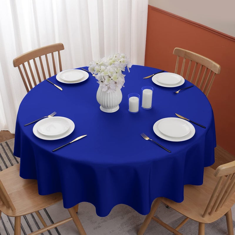 Softalker Round Tablecloth, Waterproof & Stain Resistant Table Cloth Wrinkle Free Fabric Washable 210Gsm Polyester Table Cover For Dining/Party/Outdoor - 60 Inch,Royal Blue - Image 2