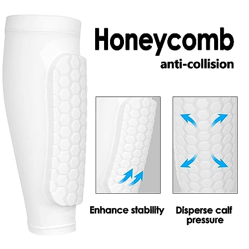 Linkidea Honeycomb Soccer Shin Guard for Youth Adult Lightweight Football Shin Pad Sleeve Breathable and Easy to Put On Soccer Protective Leg Pads 1 PairWhite M - Image 3