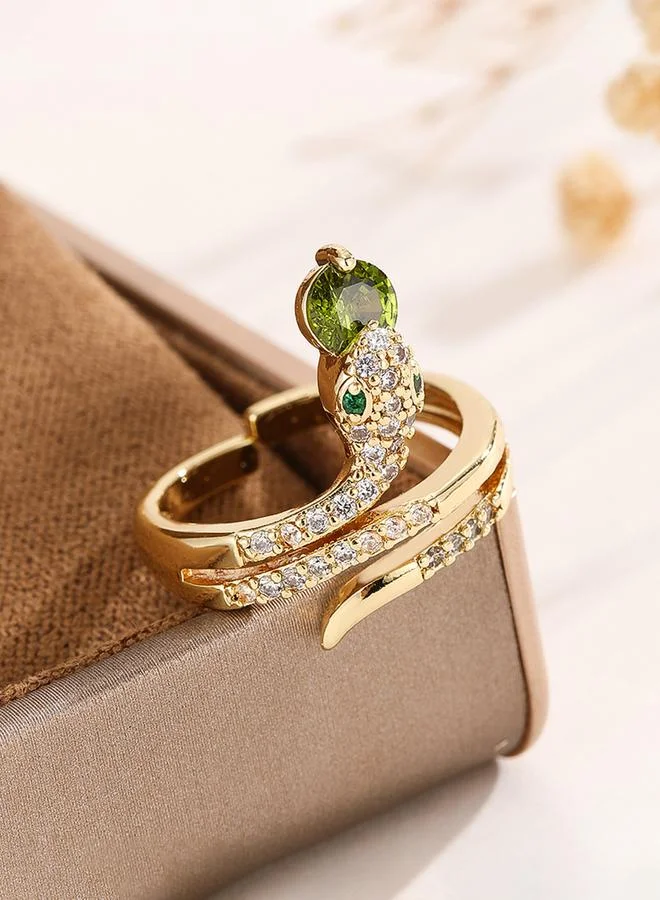 Gold Tone Embellished Snake Ring