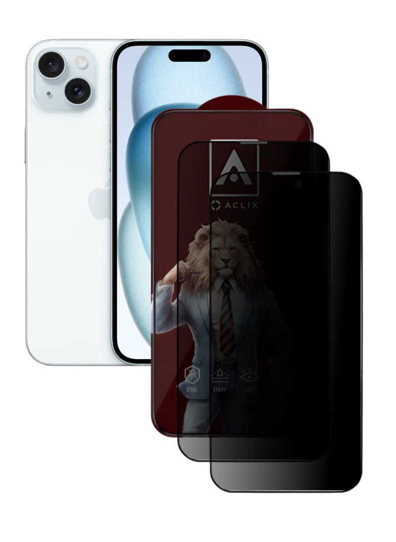 ACLIX 2 Pieces Antistatic ESD Dustof Premium Quality High Definition Anti-Spy Privacy Tempered Glass Screen tector Designed For  iPhone 15 - Image 1