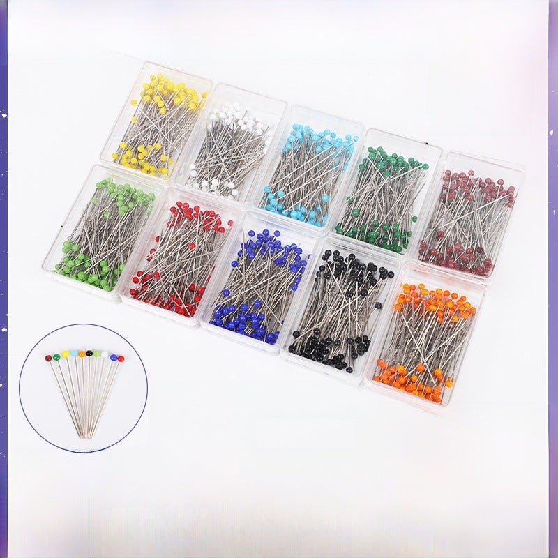Colorful Glass Head Pins for Sewing and Embroidery Red 100 pieces/box Red 100 pieces/box
