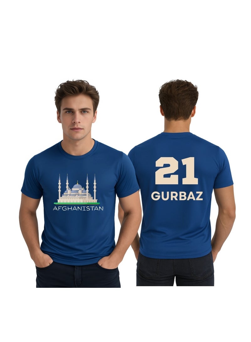 PRINTSHOP4ME Afghanistan Cricket Player Name Dry Fit T-Shirt For Men | Lightweight Half Sleeve Round Neck Jersey | Ideal For Sports,Training & Casual Wear - Image 1