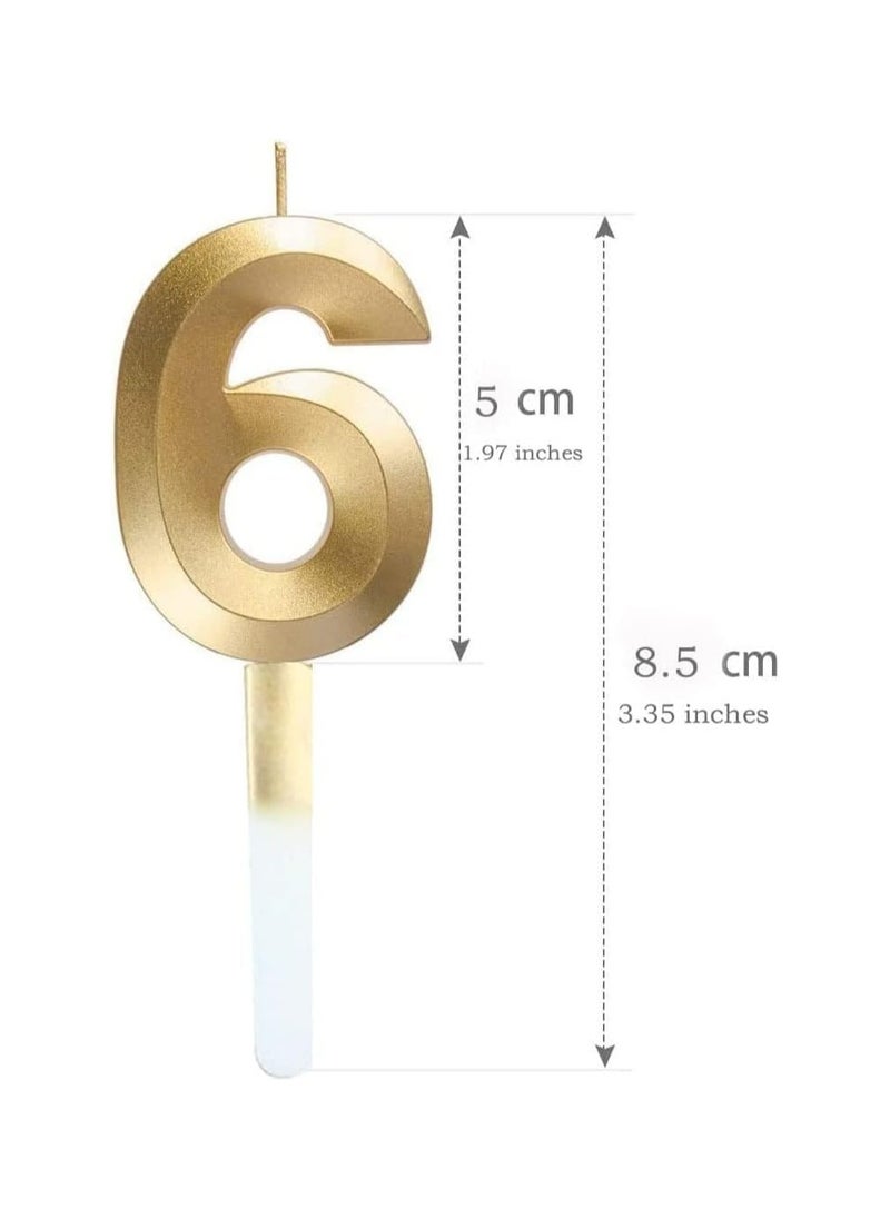 Goldedge GOLDEDGE 3D Shape Birthday Cake Candles Gold Glitter Birthday Candles Decorative Decoration for Birthday Anniversary Wedding Party Graduation Party (6)  - Image 2
