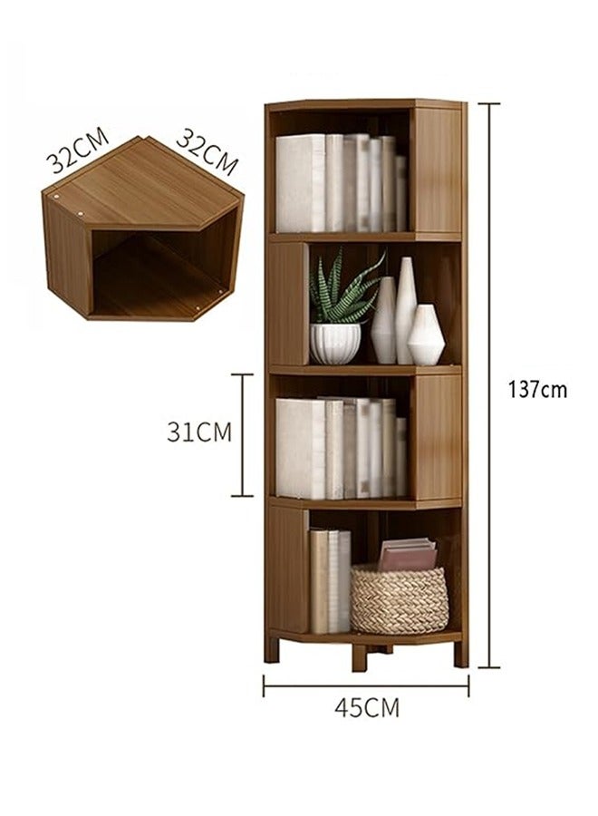 keke 4 Tier  Corner Bookshelf Bookcase Display for Living Room, Home and Office - Image 3
