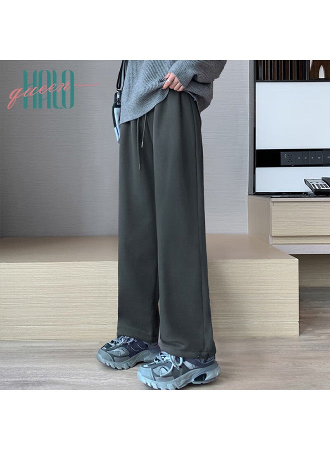 HALOQUEEN Halo Queen Fleece Lined Casual Pants For Women Loose Thickened Straight-leg Lamb Wool Warm Reversible Sports Pants H13jk3757 - Image 2