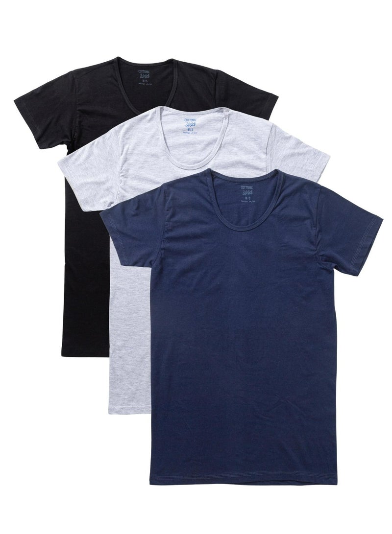 COTTONIL Pack of 3 Men's 100% Cotton Short Sleeve Undershirts - Image 1