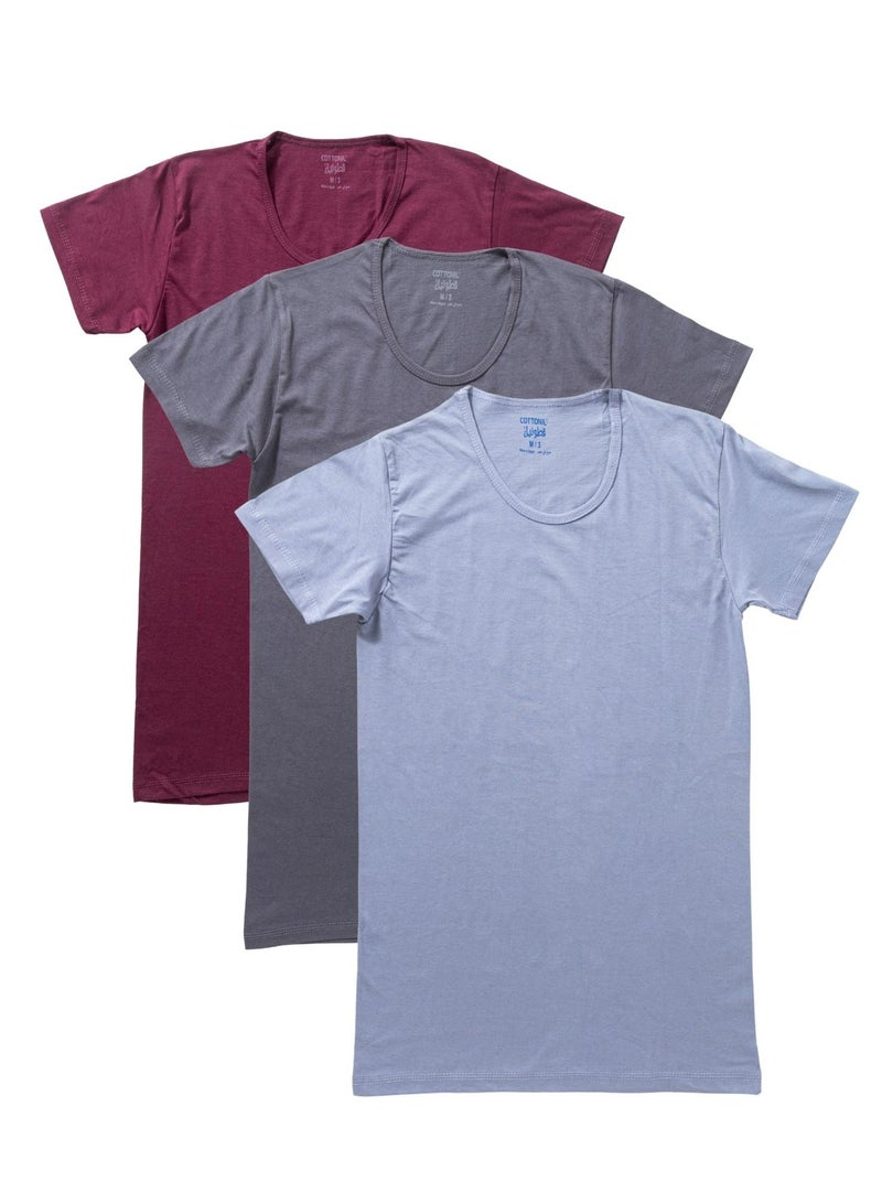 COTTONIL Pack of 3 Men's 100% Cotton Short Sleeve Undershirts - Image 2