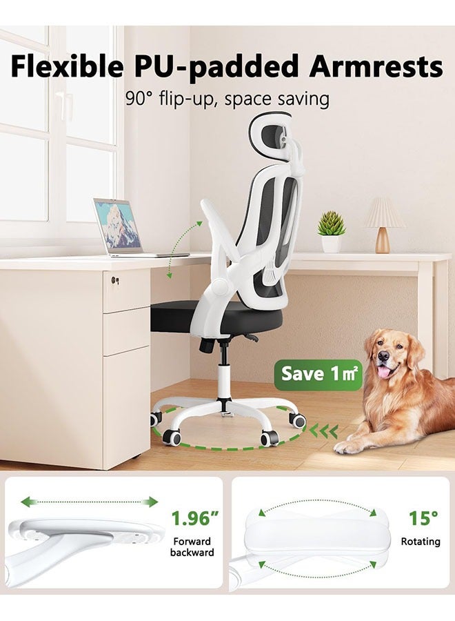 Arabest Ergonomic Office Chair High Back Office Chair with Headrest Adjustable Mesh Chair with Flip Armrest Home Gaming Chair  - Image 5