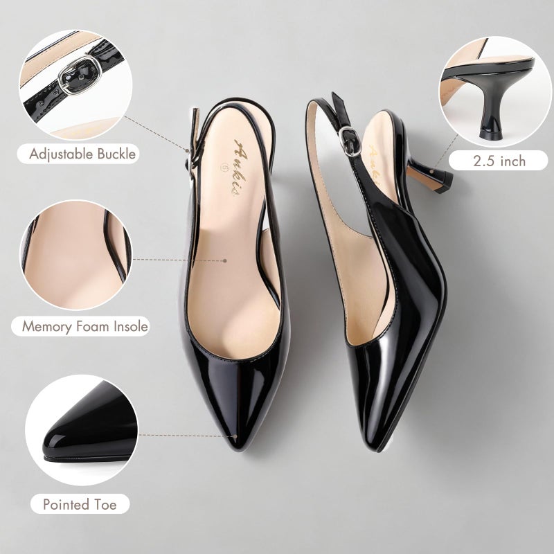 Ankis Slingback Heels for Women Closed Toe Women's Pumps Kitten Heel Wedding Party Casual Dress Shoes - Image 4