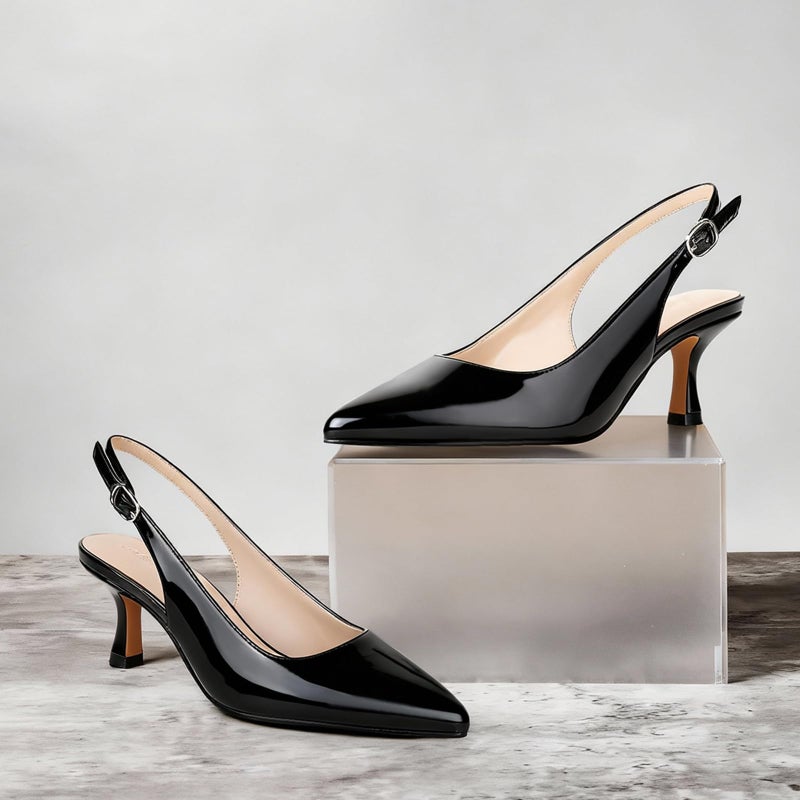 Ankis Slingback Heels for Women Closed Toe Women's Pumps Kitten Heel Wedding Party Casual Dress Shoes - Image 3