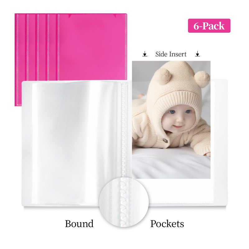 Vienrose Small Photo Album 6-Pack 4 x 6 Photo Book Album  Each Picture Book Holds 52 Photos Mini Photo Book with Customizable Cover  Postcard Album  Baby Photo Albums (Pink) - Image 2