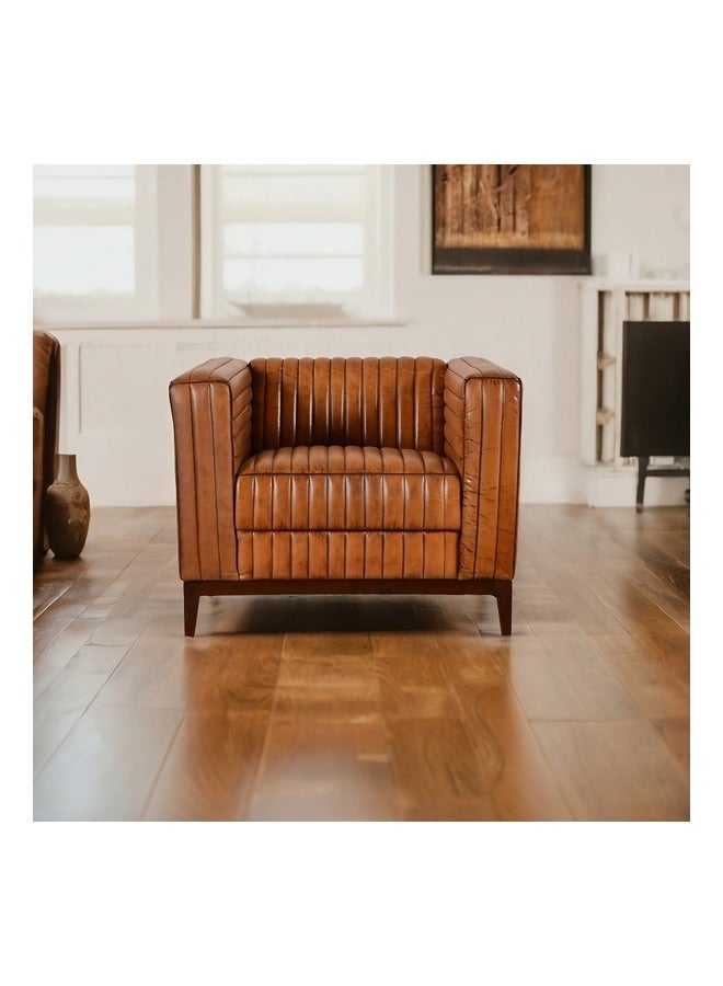 Micasa Elegant And Modern Design 1-Seater Cow Leather Sofa Brown 69 X 80 X 90 Cm Nc0502-1 - Image 2