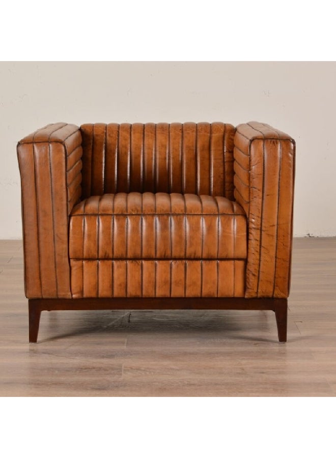 Micasa Elegant And Modern Design 1-Seater Cow Leather Sofa Brown 69 X 80 X 90 Cm Nc0502-1 - Image 3