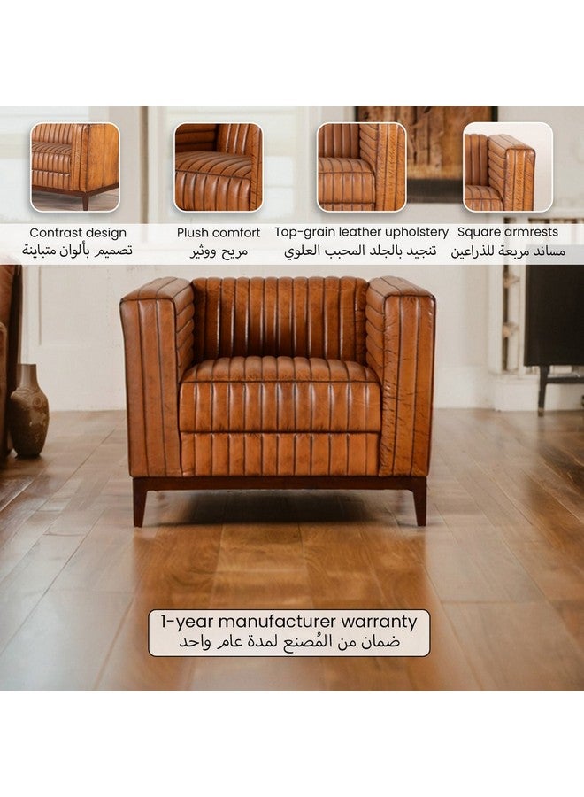 Micasa Elegant And Modern Design 1-Seater Cow Leather Sofa Brown 69 X 80 X 90 Cm Nc0502-1 - Image 4