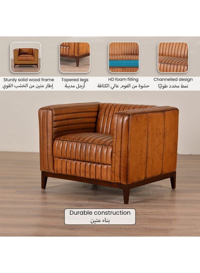 Micasa Elegant And Modern Design 1-Seater Cow Leather Sofa Brown 69 X 80 X 90 Cm Nc0502-1 - Image 5