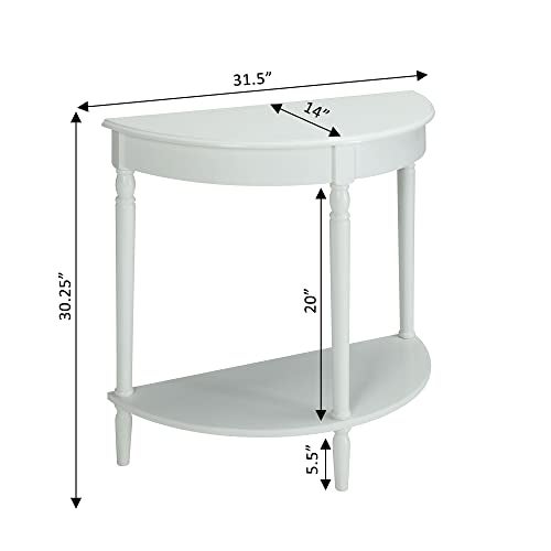 Convenience Concepts French Country Half-Round Entryway Table with Shelf, White - Image 3