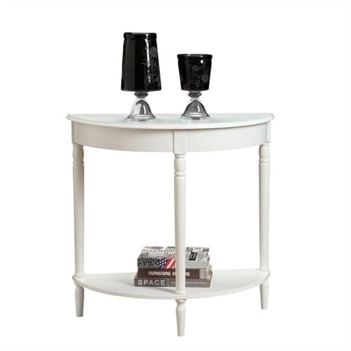 Convenience Concepts French Country Half-Round Entryway Table with Shelf, White - Image 4