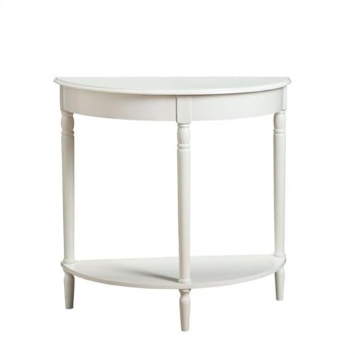Convenience Concepts French Country Half-Round Entryway Table with Shelf, White - Image 1