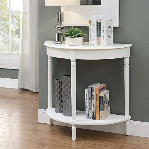 Convenience Concepts French Country Half-Round Entryway Table with Shelf, White - Image 2
