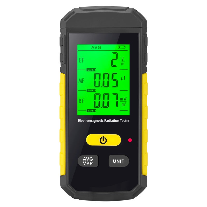كاشف المجالات الكهرومغناطيسية (EMF)، مقياس مجالات كهرومغناطيسية محمول 3 في 1 يكشف المجالات الكهربائية (EF) والمجالات الراديوية (RF) والمجالات المغناطيسية (MF) وإشارات الواي فاي، كاشف إشعاع قابل لإعادة الشحن مع إضاءة خلفية ثلاثية الألوان وإنذار صوتي، مناسب للمنزل والمكتب ومطاردة الأشباح - Image 1