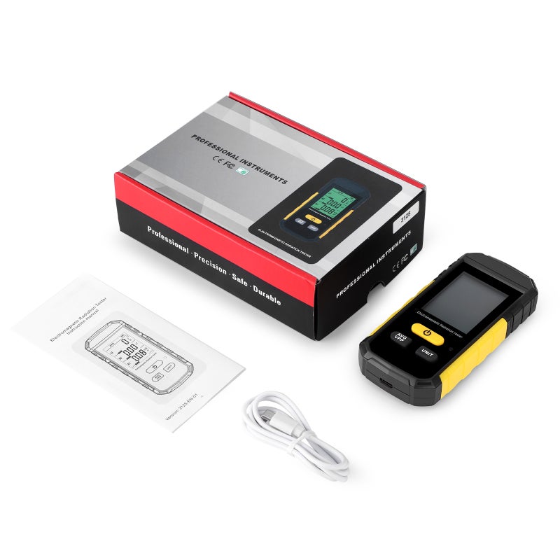 كاشف المجالات الكهرومغناطيسية (EMF)، مقياس مجالات كهرومغناطيسية محمول 3 في 1 يكشف المجالات الكهربائية (EF) والمجالات الراديوية (RF) والمجالات المغناطيسية (MF) وإشارات الواي فاي، كاشف إشعاع قابل لإعادة الشحن مع إضاءة خلفية ثلاثية الألوان وإنذار صوتي، مناسب للمنزل والمكتب ومطاردة الأشباح - Image 2