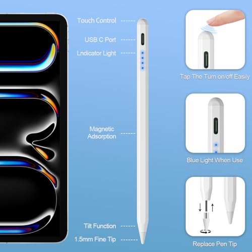 AICase Active Stylus Pen 1.45mm High Precision and Sensitivity Point Capacitive StylusCompatible for iPhone Samsung iPad Pro iPad Air 2 Tablets, Work at iOS and Android Capacitive Touchscreen (White) - Image 5