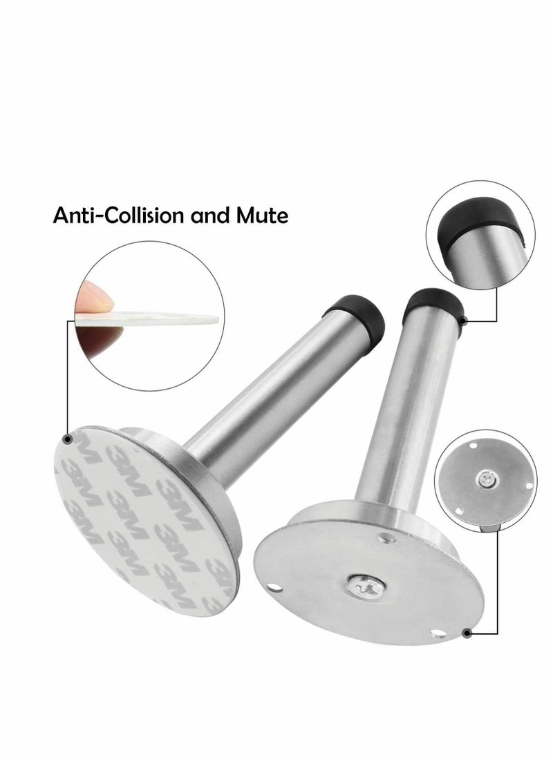 Metal Stainless Steel Wall Mounted Sound Dampening Self Adhesive Door Stopper -Pack of 4 (3M) - Image 2