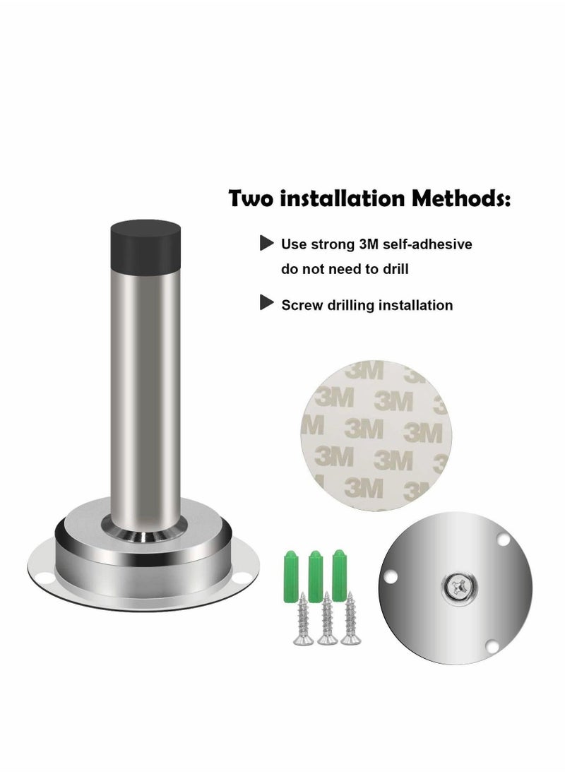 Metal Stainless Steel Wall Mounted Sound Dampening Self Adhesive Door Stopper -Pack of 4 (3M) - Image 3
