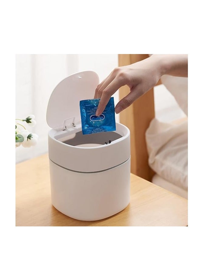 Goreem Plastic Desktop Mini Trash Can with Lid Portable Trash Bin Garbage Can for Kitchen Bedroom Dorm Room Car Waste Bin - Image 3