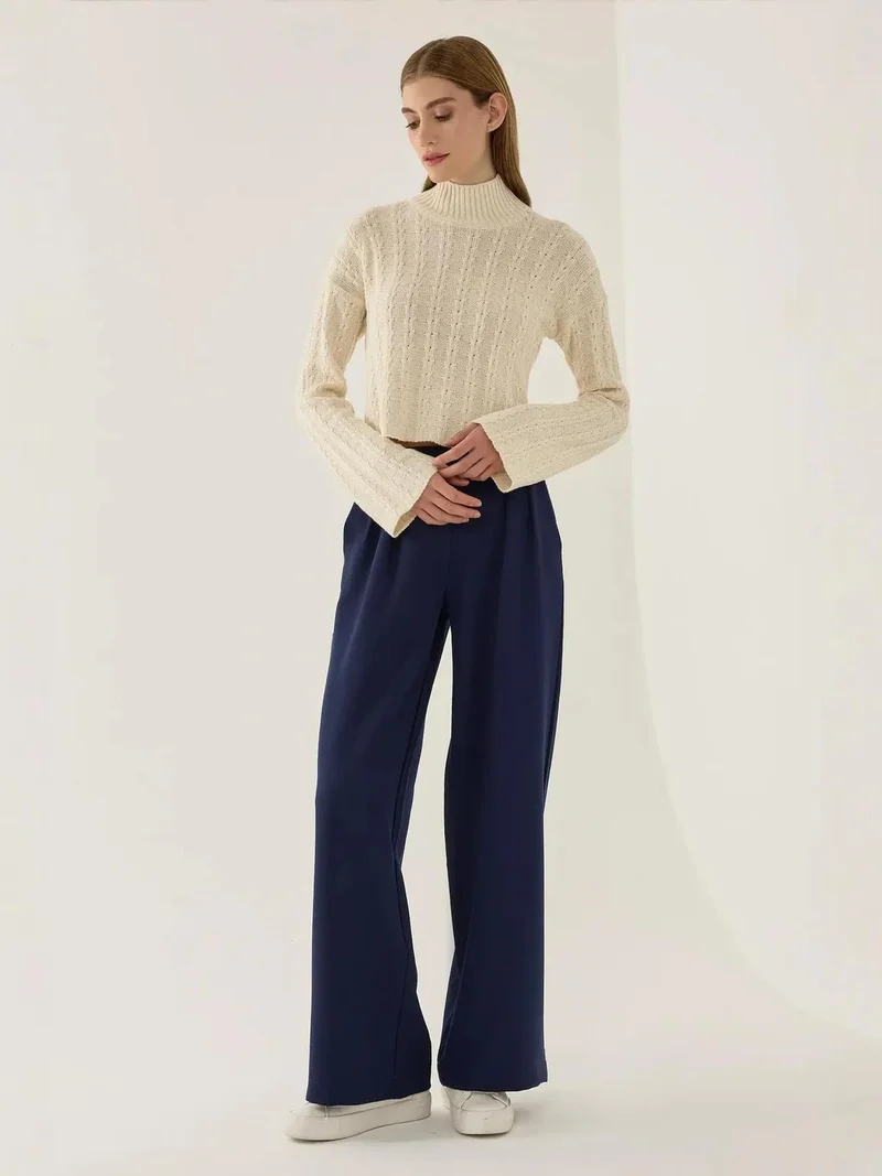 HICCUP Textured Knitwear Half Turtleneck Sweater