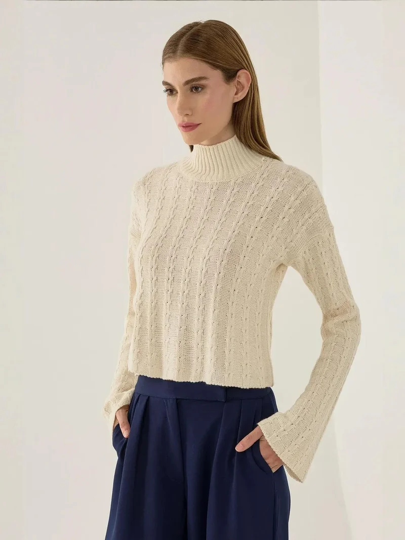 HICCUP Textured Knitwear Half Turtleneck Sweater